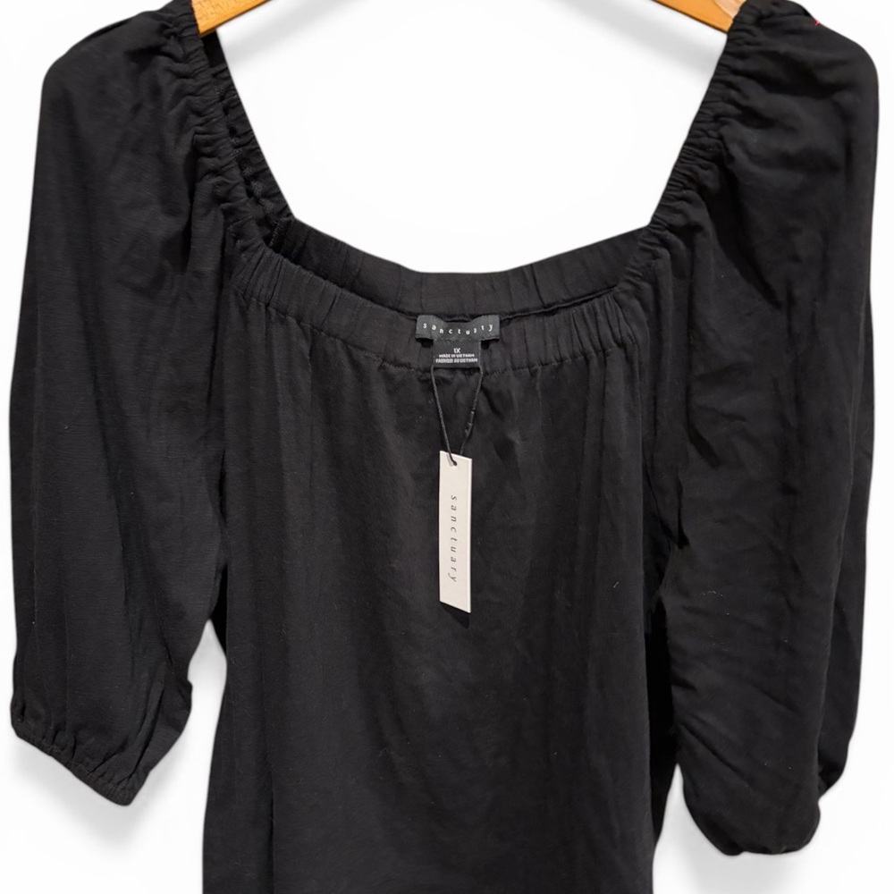 Sanctuary Black Square Neck Puff Sleeve Tunic NWT‎